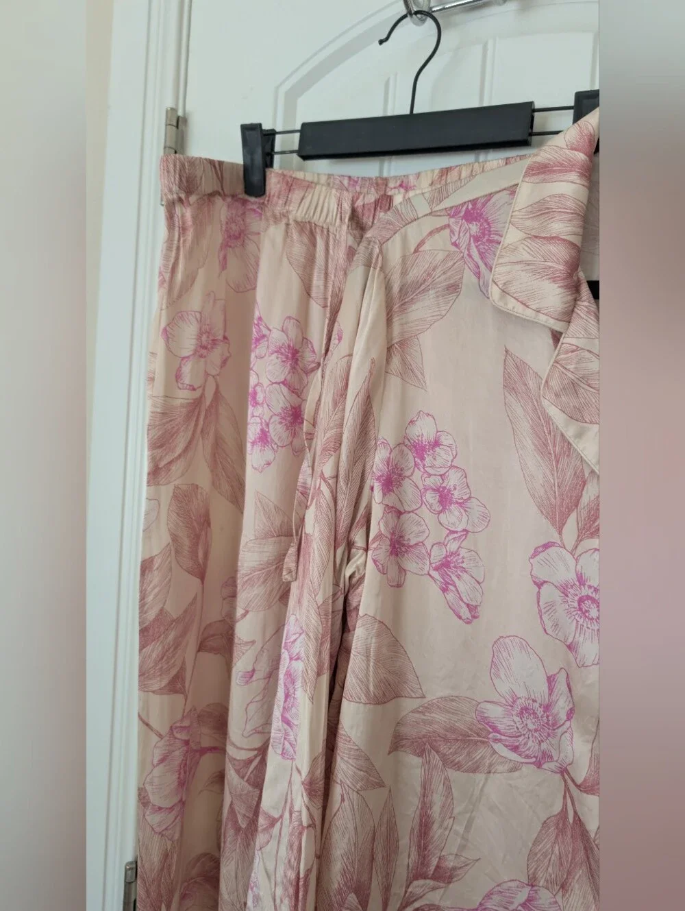 Silk Linvosges Floral Pajama Set - Blush Pink L